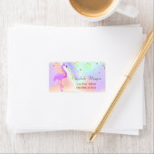 Cool Flamingo Holographic Gold Foil Confetti Etiket (Insitu)