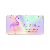 Cool Flamingo Holographic Gold Foil Confetti Etiket (Voorkant)