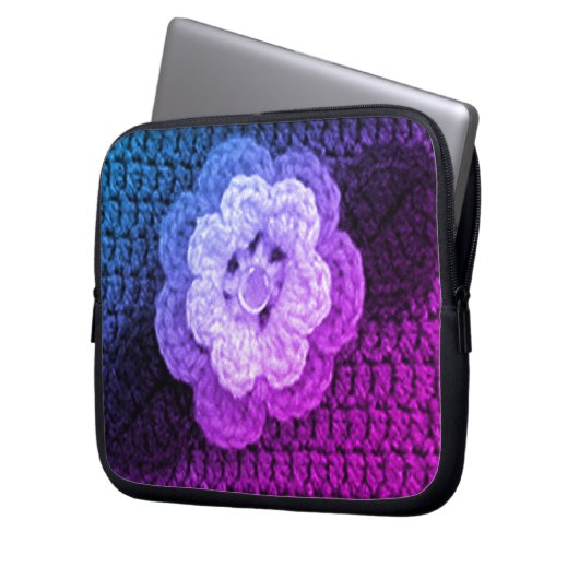 Cool Floral Artisan Haakprint Electronics Bag Laptop Sleeve (Voorkant Links)