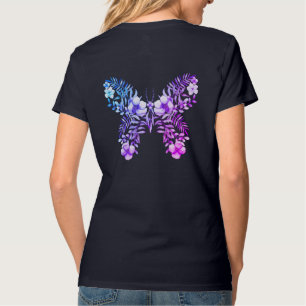 Cool Floral Butterfly Design Monogram Shirt V-Neck