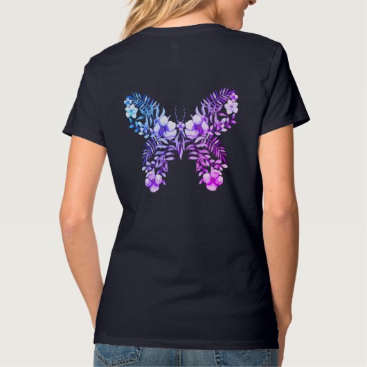 Cool Floral Butterfly Design Monogram Shirt V-Neck (Achterkant)