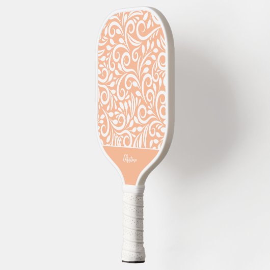 Cool Floral Elegant Perzik Monogrammed Naam Chic Pickleball Paddle (Links)