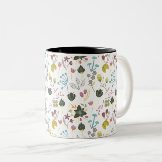 Cool Floral Pattern Tweekleurige Koffiemok (Voorkant rechts)