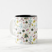Cool Floral Pattern Tweekleurige Koffiemok (Voorkant links)