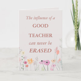 Cool Floral Pink Teacher Quote Bedankkaart