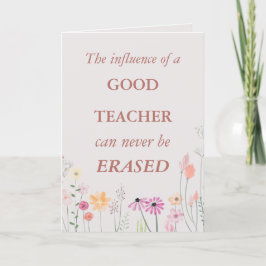 Cool Floral Pink Teacher Quote Bedankkaart