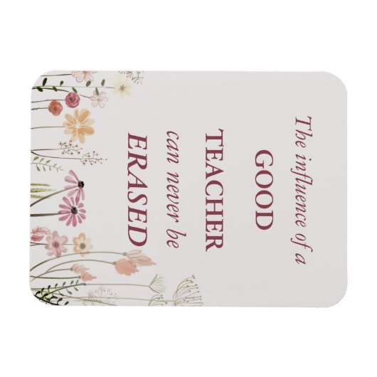 Cool Floral Pink Teacher Quote Hartelijk dank Magneet (Horizontaal)
