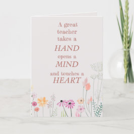 Cool Floral Pink Teacher Quote We houden van je Bedankkaart