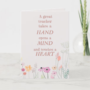 Cool Floral Pink Teacher Quote We houden van je Bedankkaart