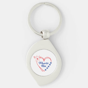 Cool Floral Puerto Rico Hart Illustratie Sleutelhanger