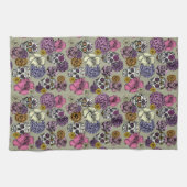 Cool Floral Sugar Skulls Dia de los Muertos Theedoek (Horizontaal)