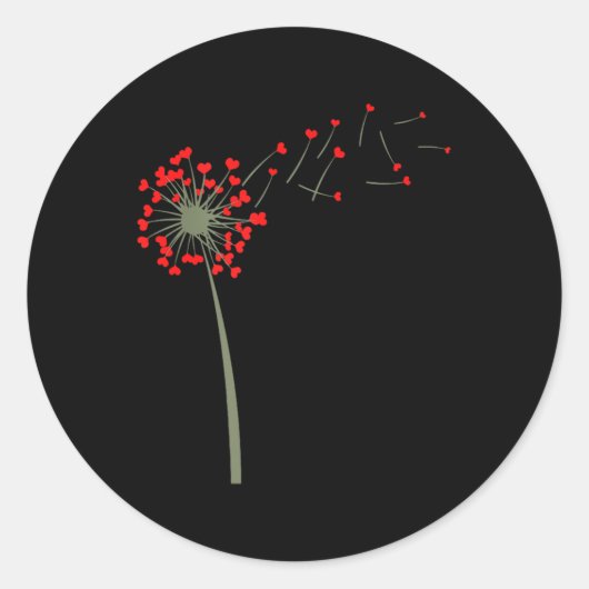 Cool Flower Dandelion Hearts Valentijnsdag Vrouwen Ronde Sticker (Voorkant)