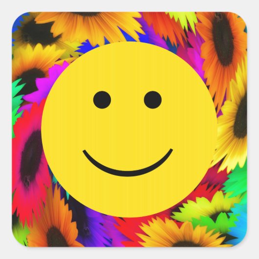 Cool Flowers Face Square Stickers (Voorkant)