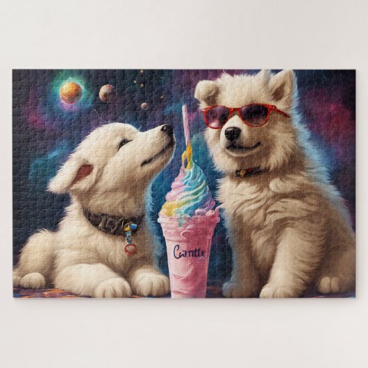Cool Fluffy Puppies planeten milkshake Legpuzzel (Horizontaal)