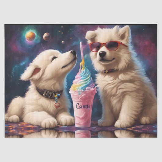 Cool Fluffy Puppies planeten milkshake Tissuepapier (Voorkant)