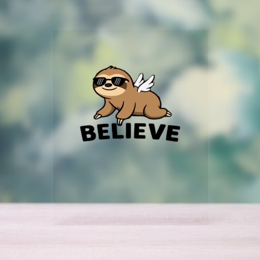 Cool Flying Sloth Believe Funny Motivatie Design Acryl Bord (Neutraal)