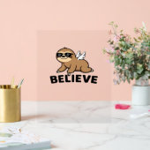 Cool Flying Sloth Believe Funny Motivatie Design Acryl Bord (Huwelijk)