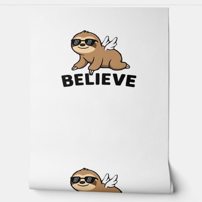 Cool Flying Sloth Believe Funny Motivatie Design Behang (Afrollen)