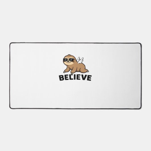 Cool Flying Sloth Believe Funny Motivatie Design Bureaumat (Voorkant)