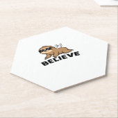 Cool Flying Sloth Believe Funny Motivatie Design Kartonnen Onderzetters (Schuin)
