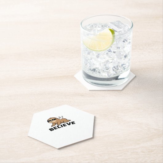 Cool Flying Sloth Believe Funny Motivatie Design Kartonnen Onderzetters (Insitu)