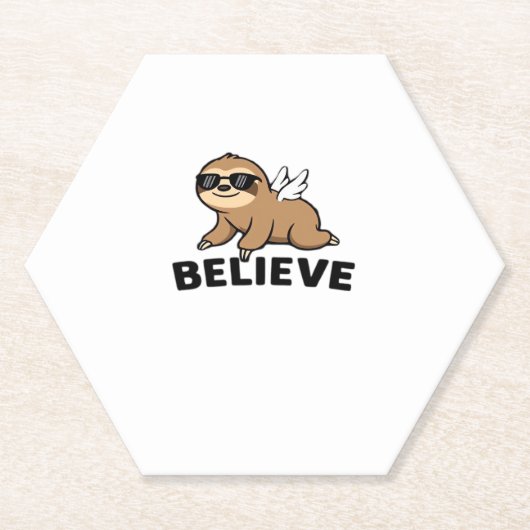 Cool Flying Sloth Believe Funny Motivatie Design Kartonnen Onderzetters (Voorkant)