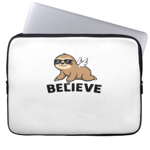 Cool Flying Sloth Believe Funny Motivatie Design Laptop Sleeve