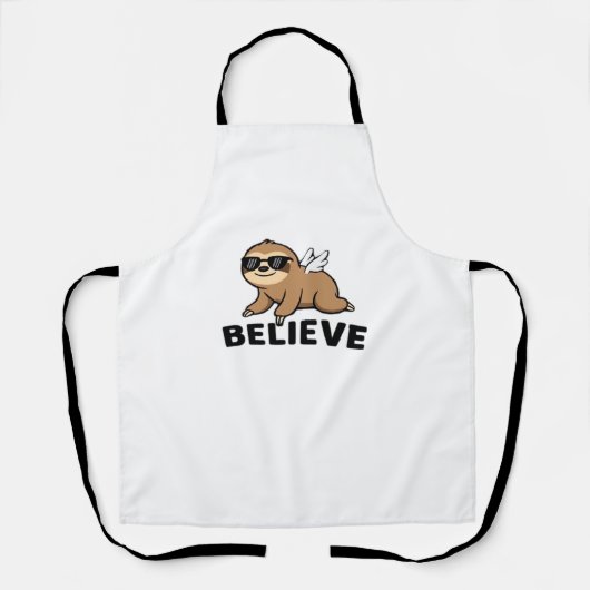 Cool Flying Sloth Believe Funny Motivatie Design Schort (Voorkant)