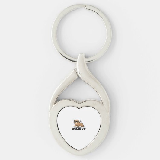 Cool Flying Sloth Believe Funny Motivatie Design Sleutelhanger (Voorkant)