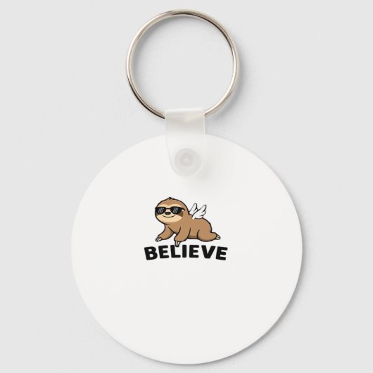 Cool Flying Sloth Believe Funny Motivatie Design Sleutelhanger (Voorkant)
