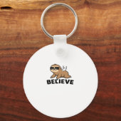 Cool Flying Sloth Believe Funny Motivatie Design Sleutelhanger (Voorkant)