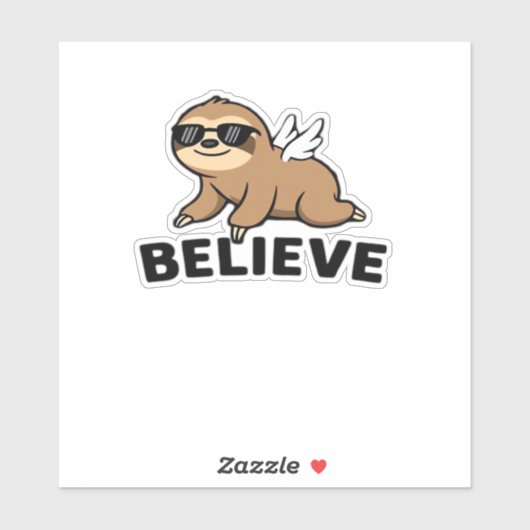 Cool Flying Sloth Believe Funny Motivatie Design Sticker (Vel)