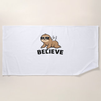 Cool Flying Sloth Believe Funny Motivatie Design Strandlaken