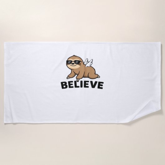 Cool Flying Sloth Believe Funny Motivatie Design Strandlaken (Voorkant)