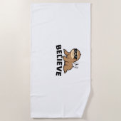 Cool Flying Sloth Believe Funny Motivatie Design Strandlaken (Voorkant)