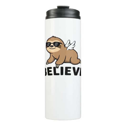 Cool Flying Sloth Believe Funny Motivatie Design Thermosbeker (Voorkant)