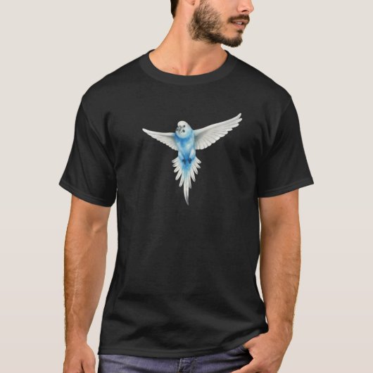 Cool Flying Wings Blue Parakeet Budgie Bird Tropic T-shirt (Voorkant)