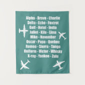 Cool fonetisch alfabet blauw en wit luchtvaart wandkleed (Voorkant)