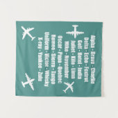 Cool fonetisch alfabet blauw en wit luchtvaart wandkleed (Voorkant (horizontaal))