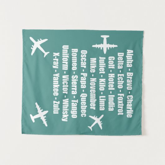 Cool fonetisch alfabet blauw en wit luchtvaart wandkleed (Voorkant (horizontaal))