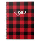 Cool Font Red en Black Buffalo Check Notitieboek (Voorkant)