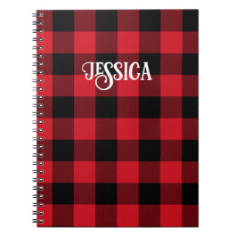 Cool Font Red en Black Buffalo Check Notitieboek