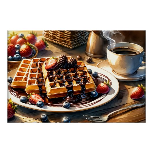 Cool food liefhebbers ontbijt wafels perfect poster (Voorkant)
