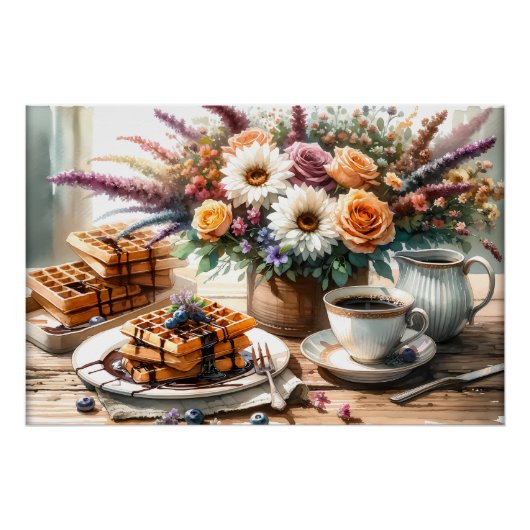 Cool food lovers ontbijt wafel perfect poster (Voorkant)