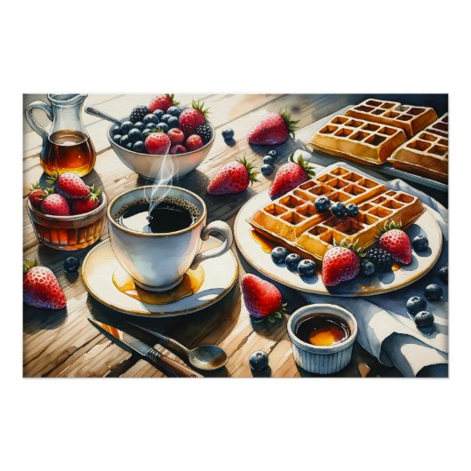Cool food lovers Ontbijt wafels Perfect Poster (Voorkant)