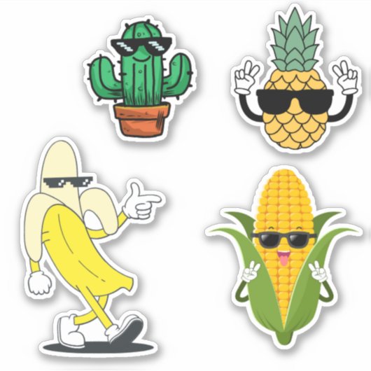 Cool Food Sticker Pack Funny Vinyl Stickers (Voorkant)