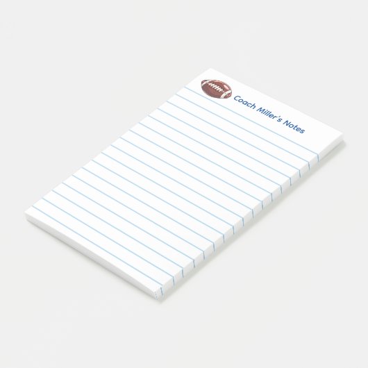 Cool Football Coach Lined Custom Post-it® Notes (Schuin)