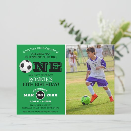 Cool Football Voetbal Kinder Foto Birthday Kaart (Staand voorkant)