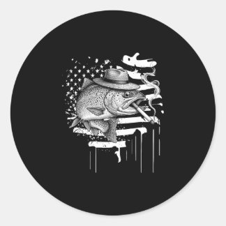 Cool forelvis rookart buiten angelaar humor kunst  ronde sticker