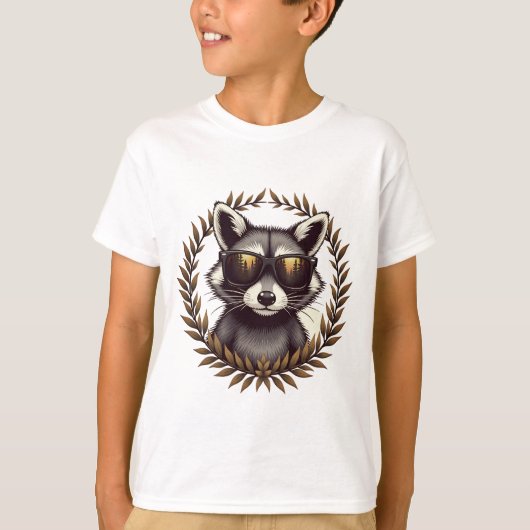 Cool Forest wasbeer in zonnebril artwork T-shirt (Voorkant)